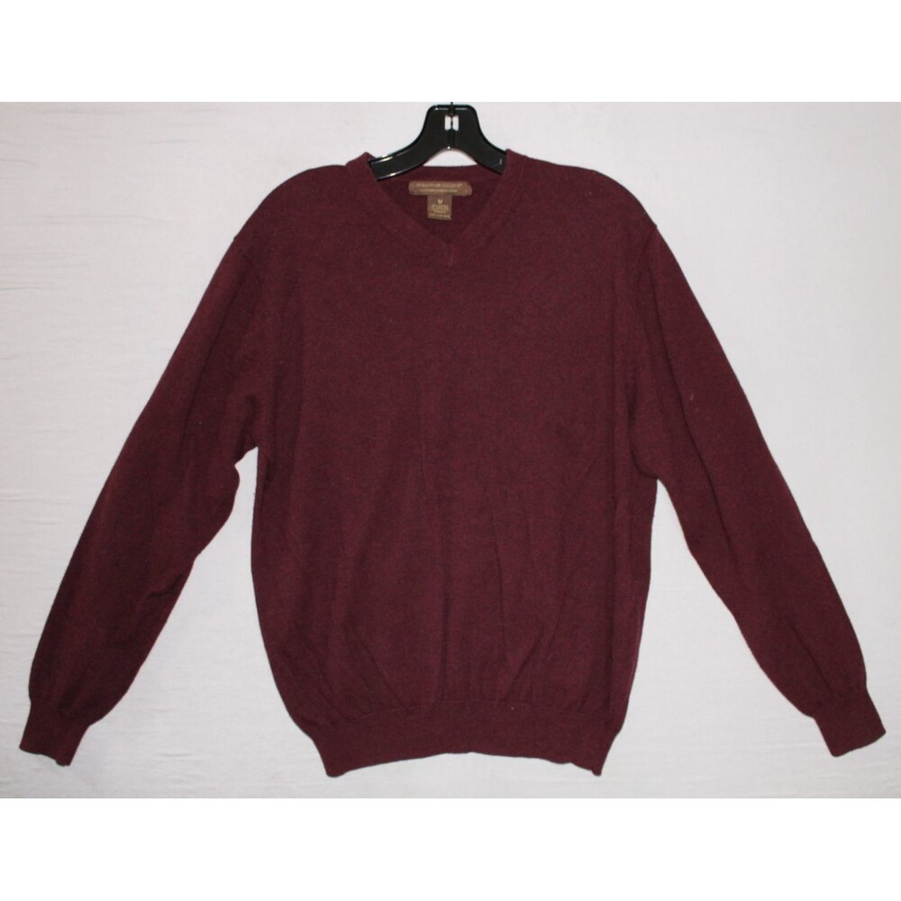 Sebastian Cooper Cotton Cashmere Blend  Sweater Maroon Red V Neck Medium Casual